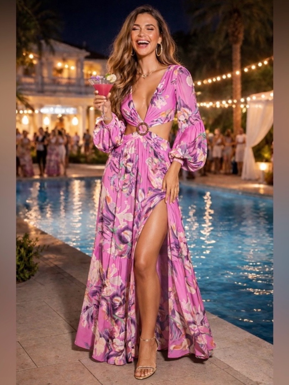 ISO Cutout maxi dress fuchsia